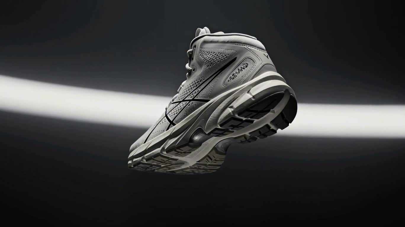 High-Top Running Shoe Floating in Rotation — AI video creation