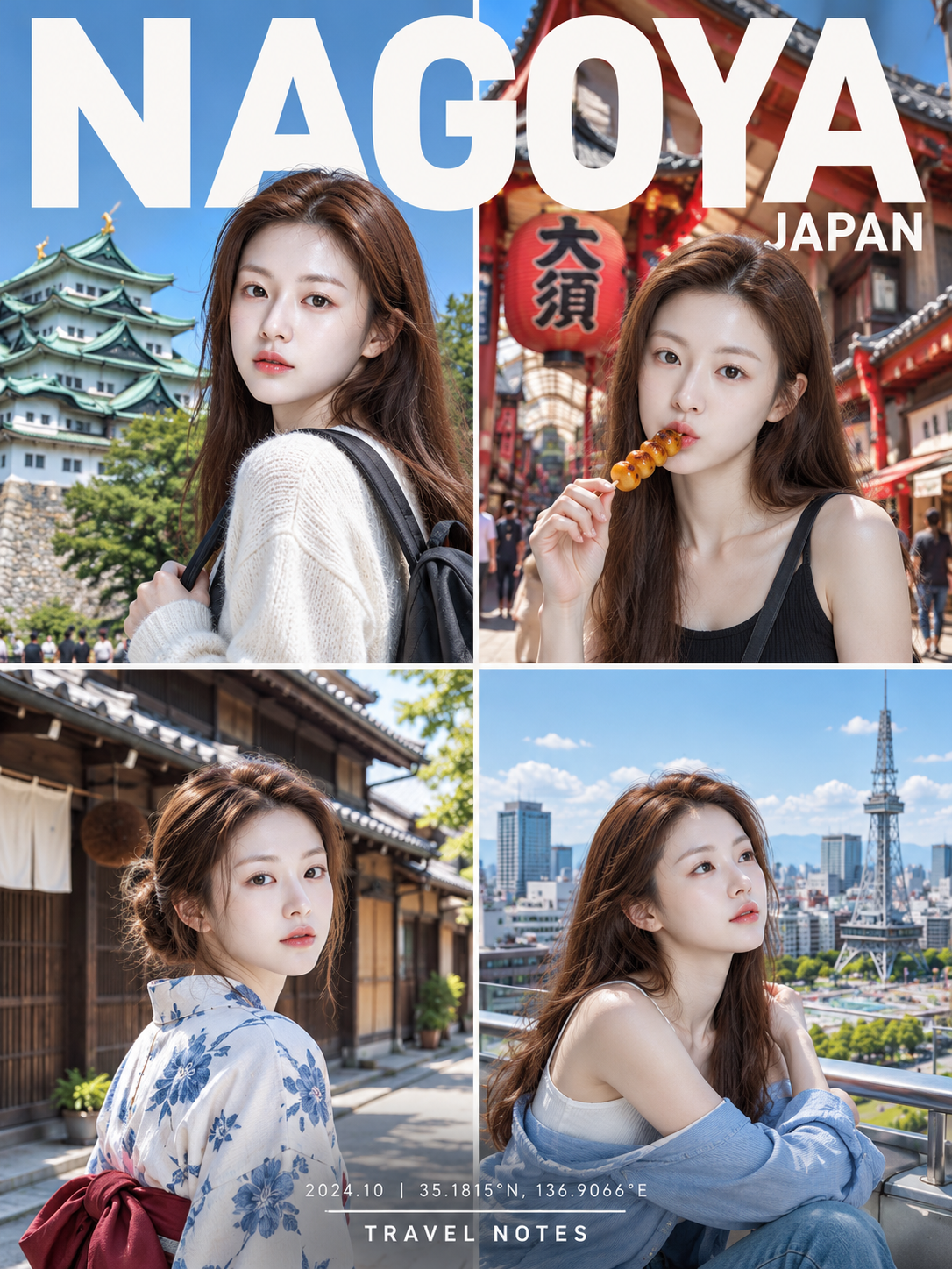 城市旅行杂志四联封面模板 — AI image creation