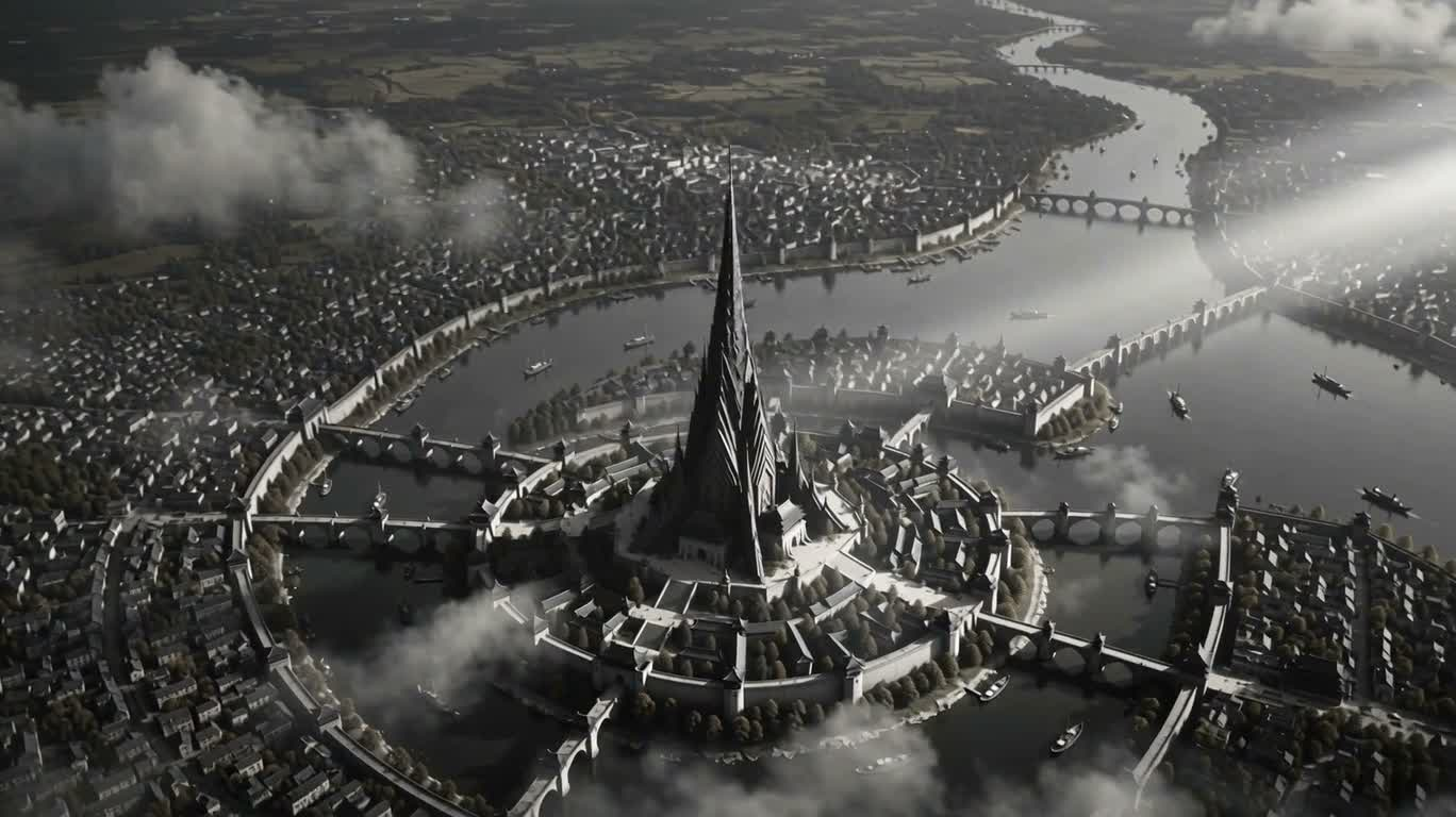 Tour noire au milieu de la rivière