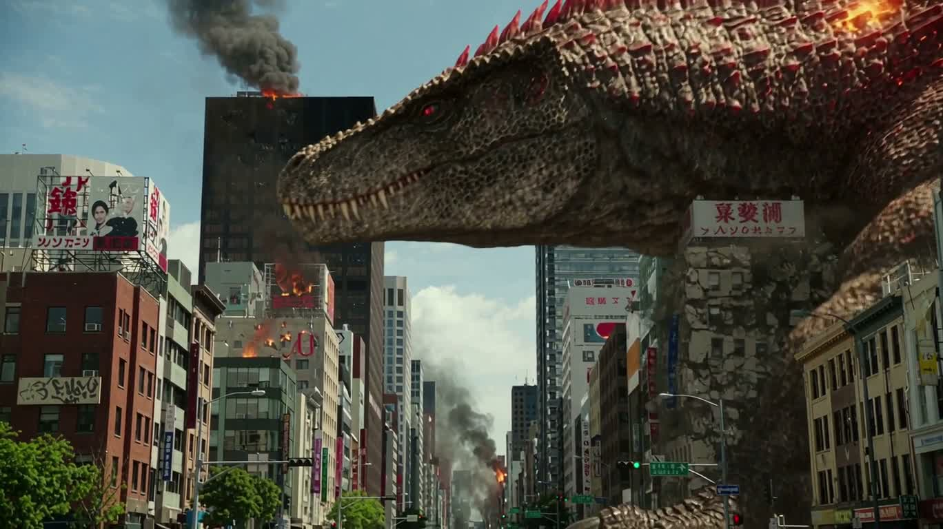 Colossal Beast Burns the City — AI video creation