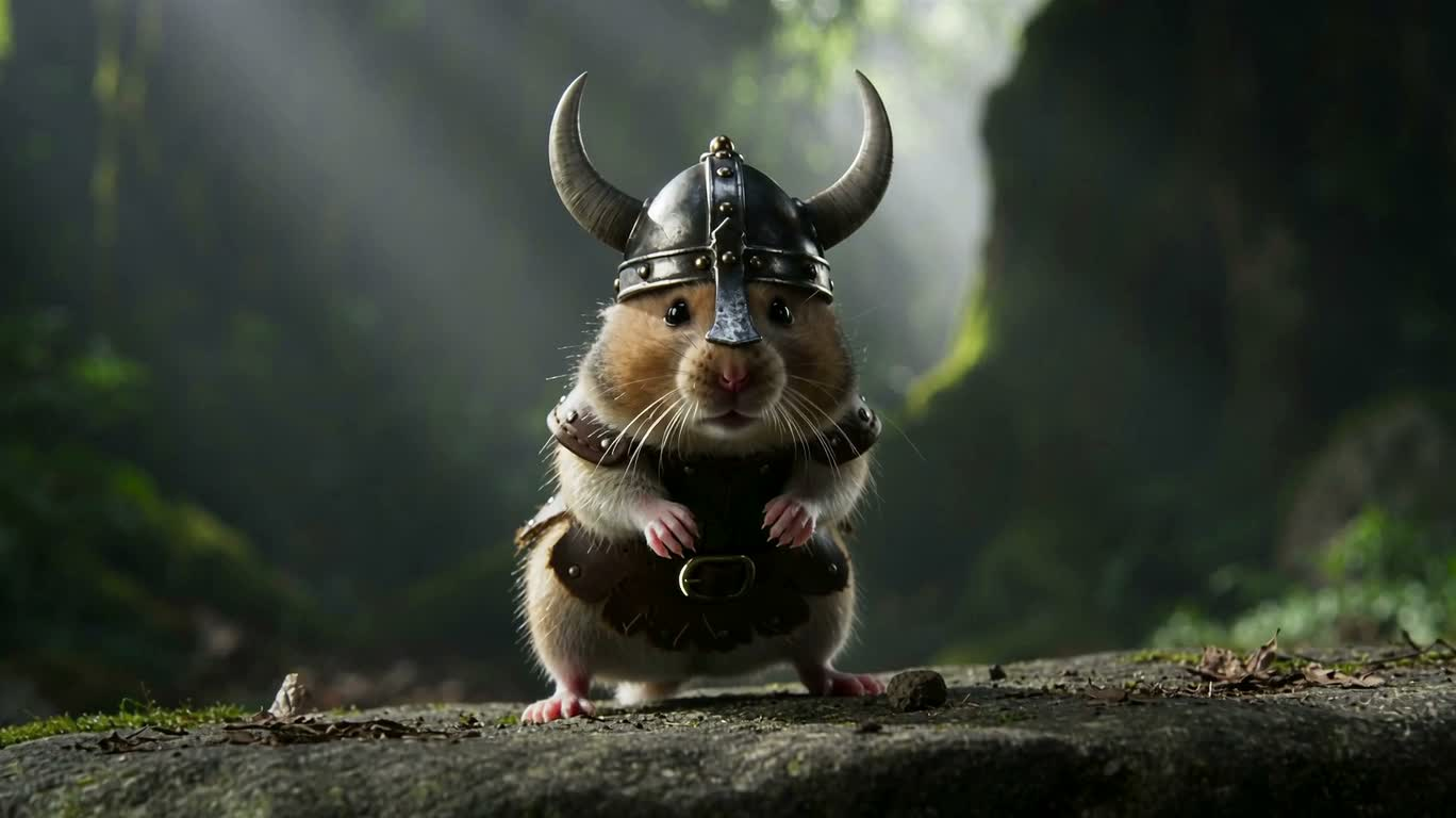 Viking Warrior Hamster — AI video creation
