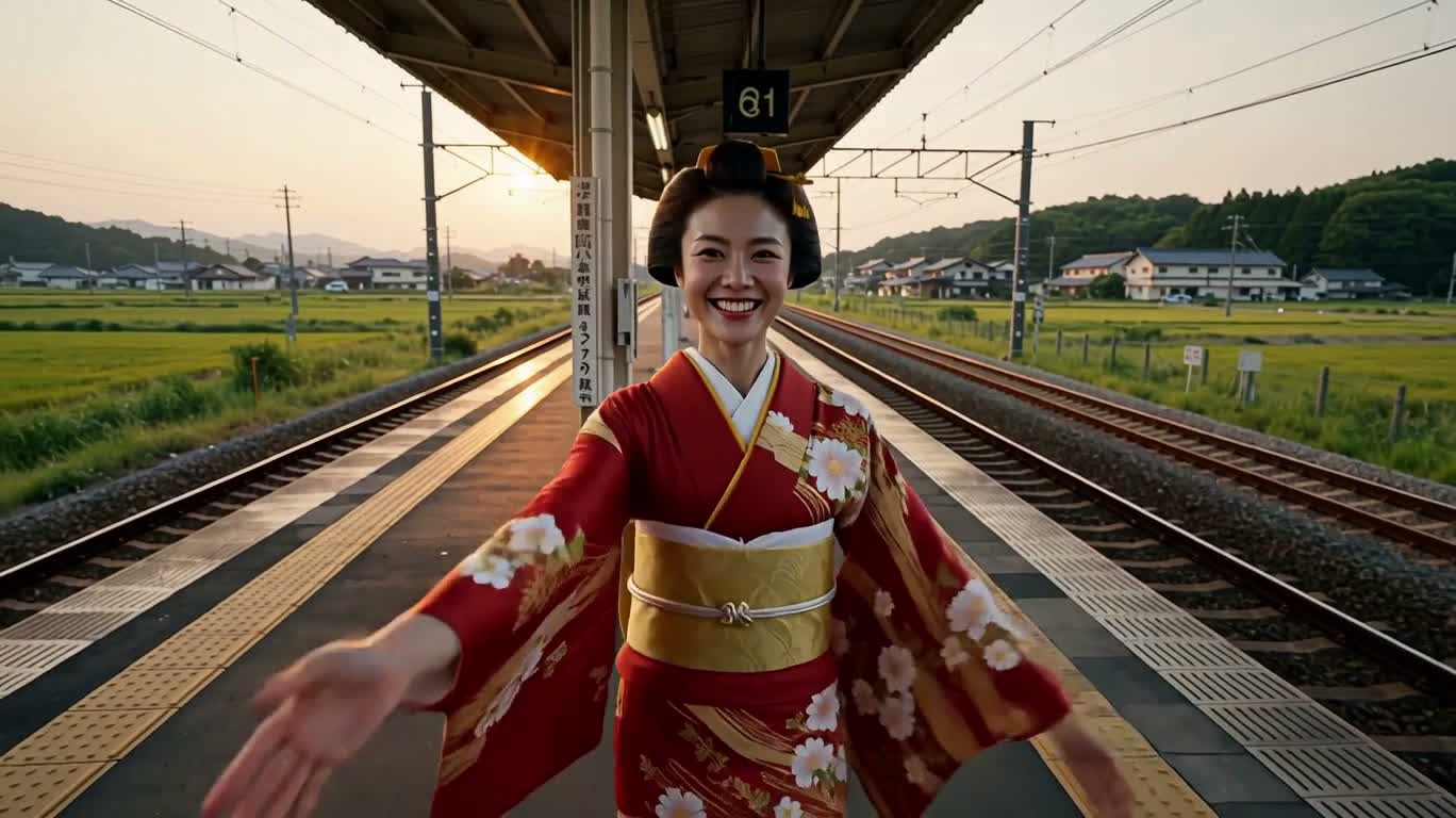 Une journée au Japon avec une fille en kimono
