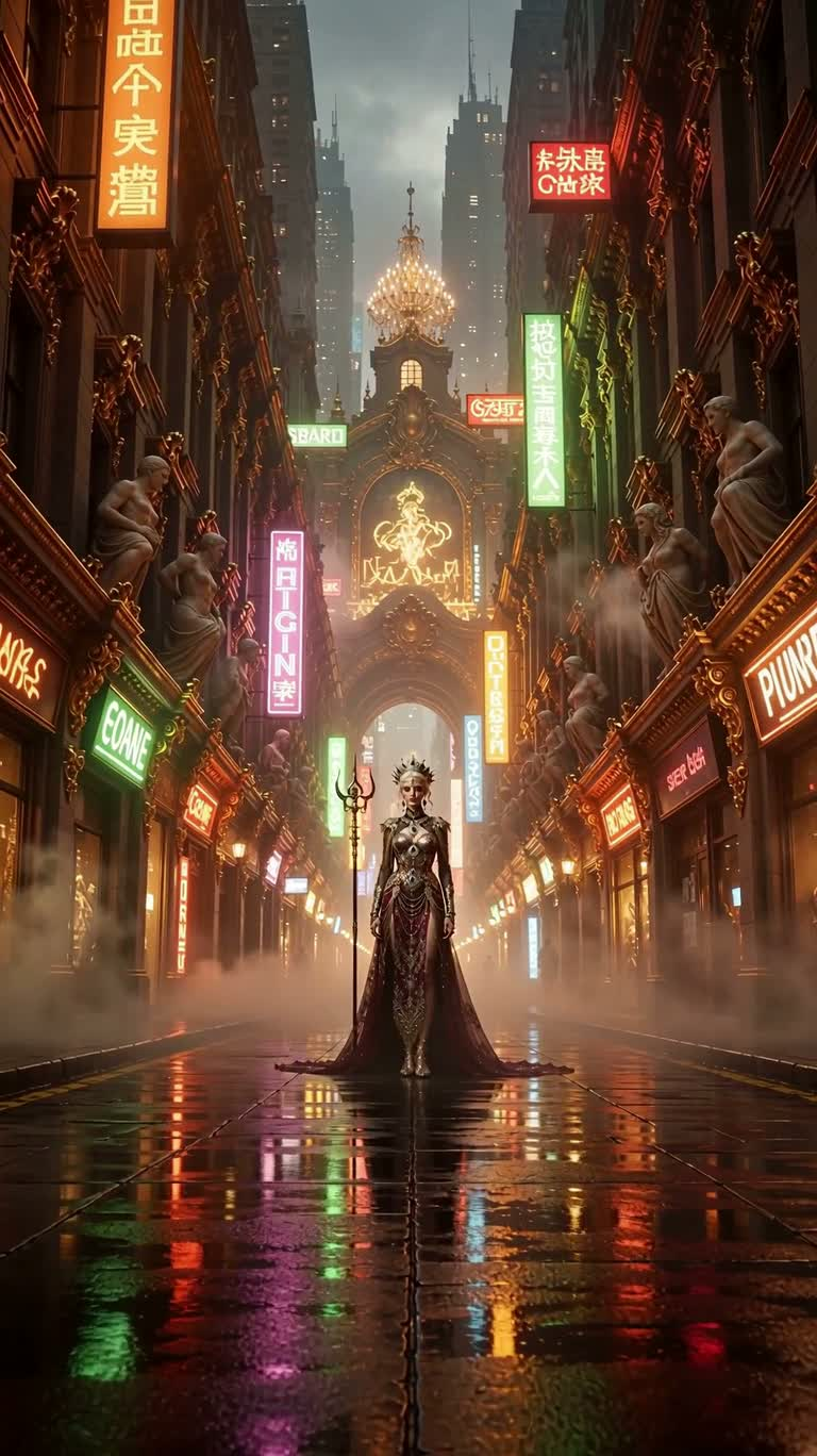 Rococo Neon City Portrait — AI video creation