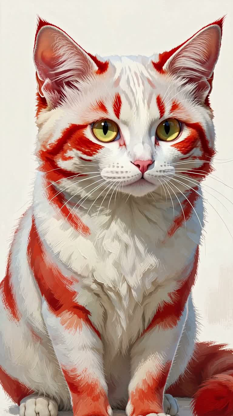 白底赤纹狐猫肖像 — AI video creation