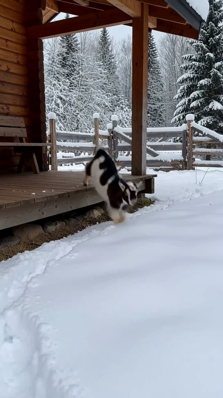 小山羊雪地撒欢