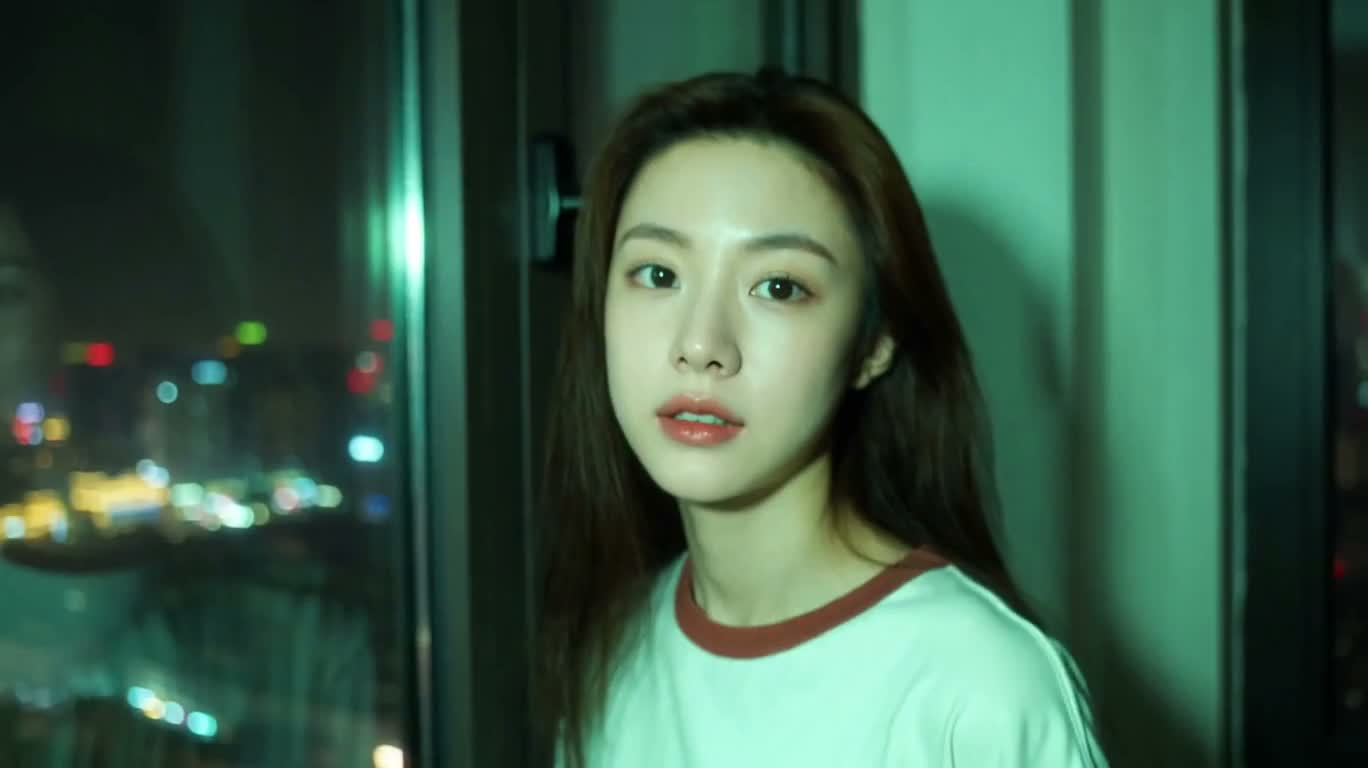 绿光窗边的夜色