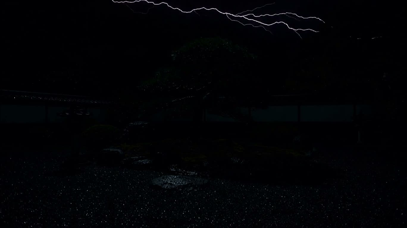 Lightning over the Stone Garden on a Rainy Night