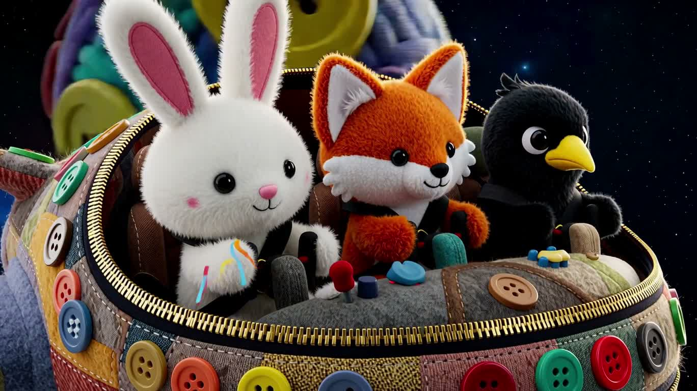 Aventure du vaisseau spatial à fermeture éclair dans l'univers en peluche
