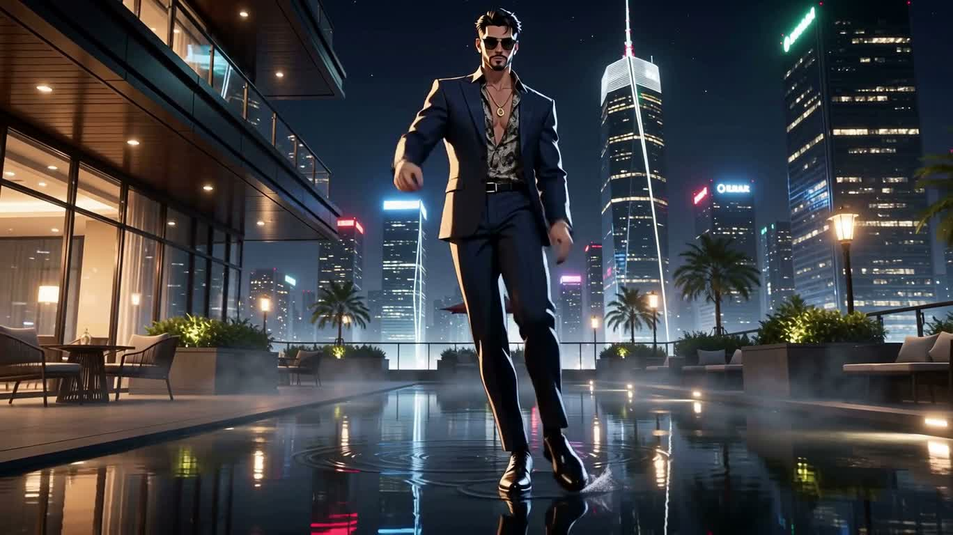 Vũ điệu quý ông trên mái nhà neon
