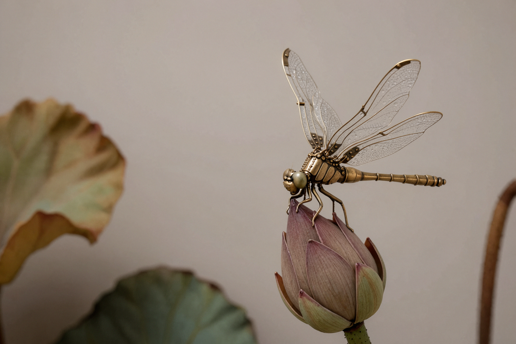 Libellule en laiton · Stop-motion en argile — AI image creation