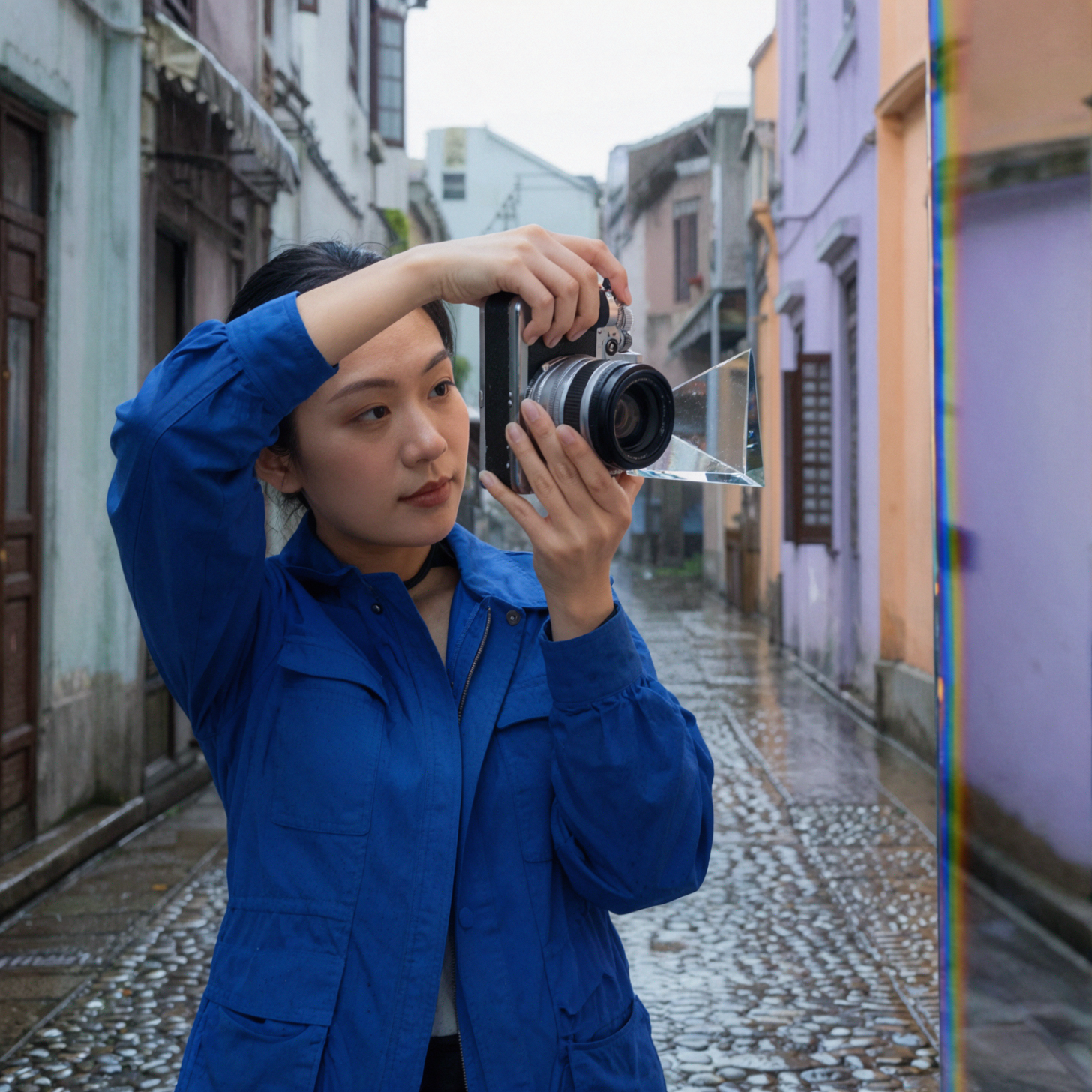 東南アジアの女性写真家 · 構図の瞬間 · プリズムの屈折 — AI image creation
