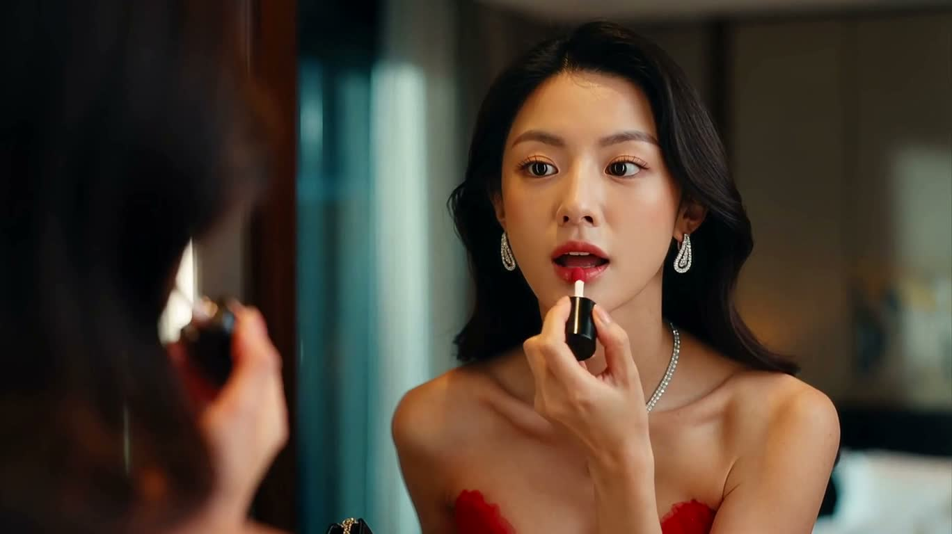 ネオンの夜、赤いドレスの誘い