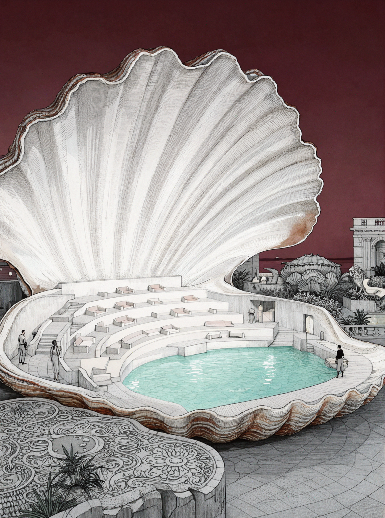 Théâtre de la coquille de perle · Dessin au stylo — AI image creation