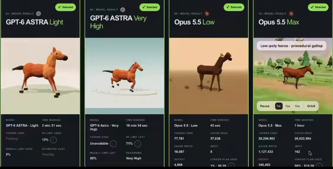 Astra与Opus同一3D任务对比 — AI video creation
