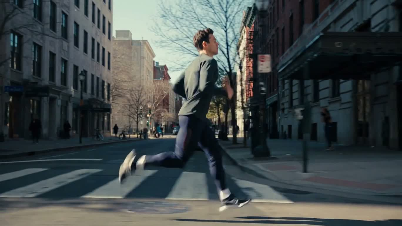 City Running Parallel Tracking Shot