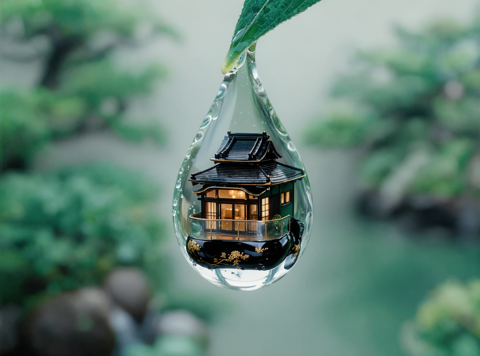 雨粒の宿 · 黒金漆芸