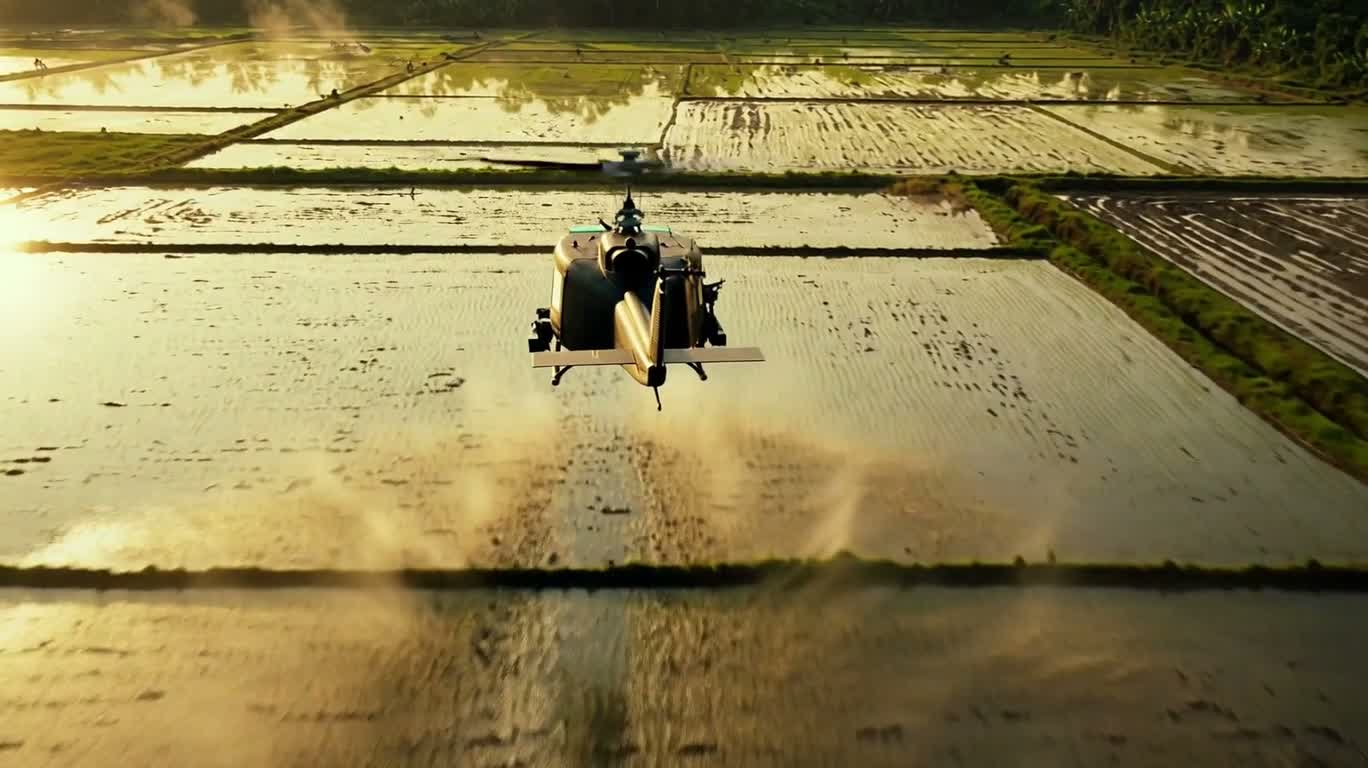 金色稻田低空 gunship 突袭