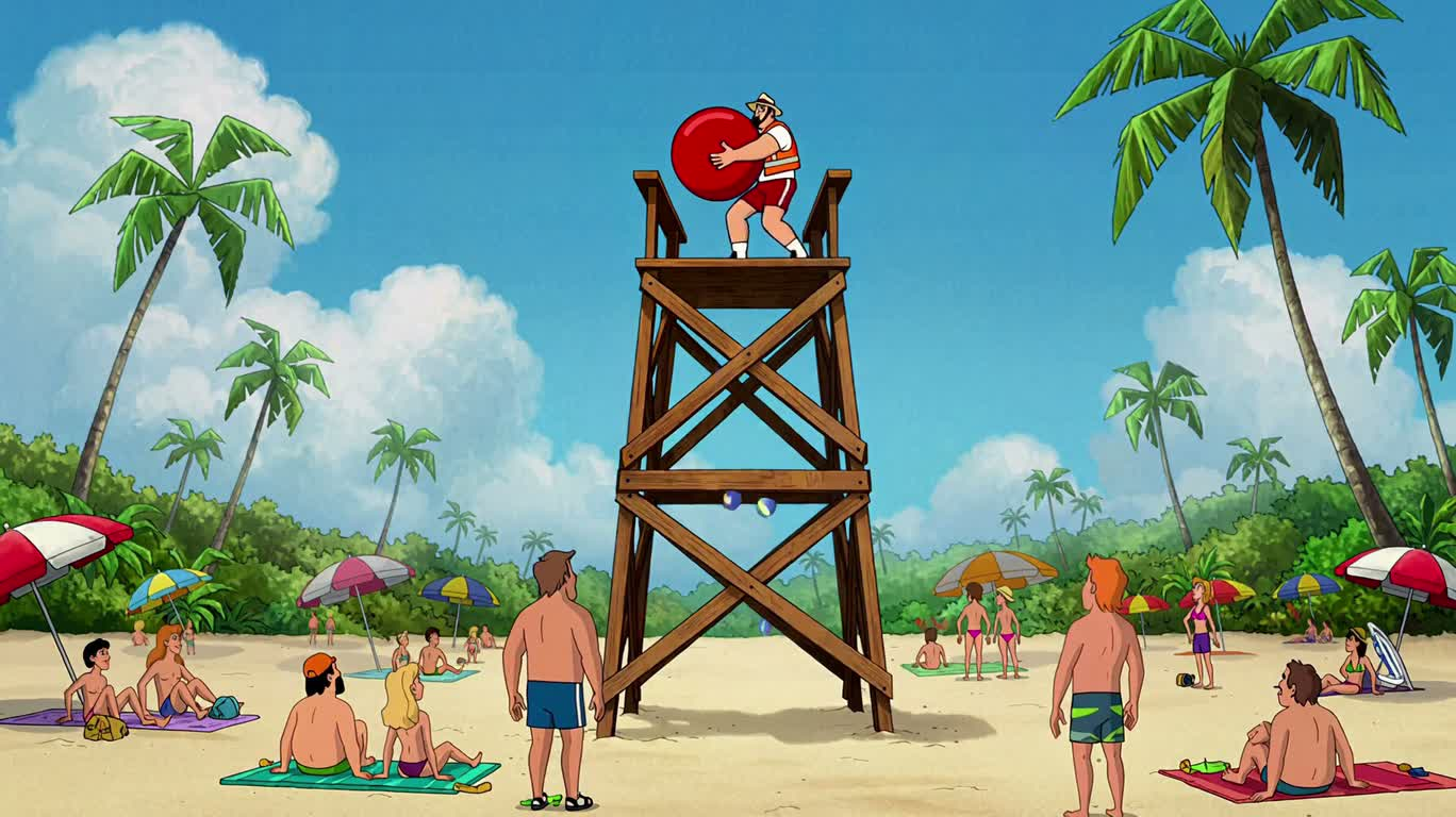 Farce de plage avec une bouée incontrôlable