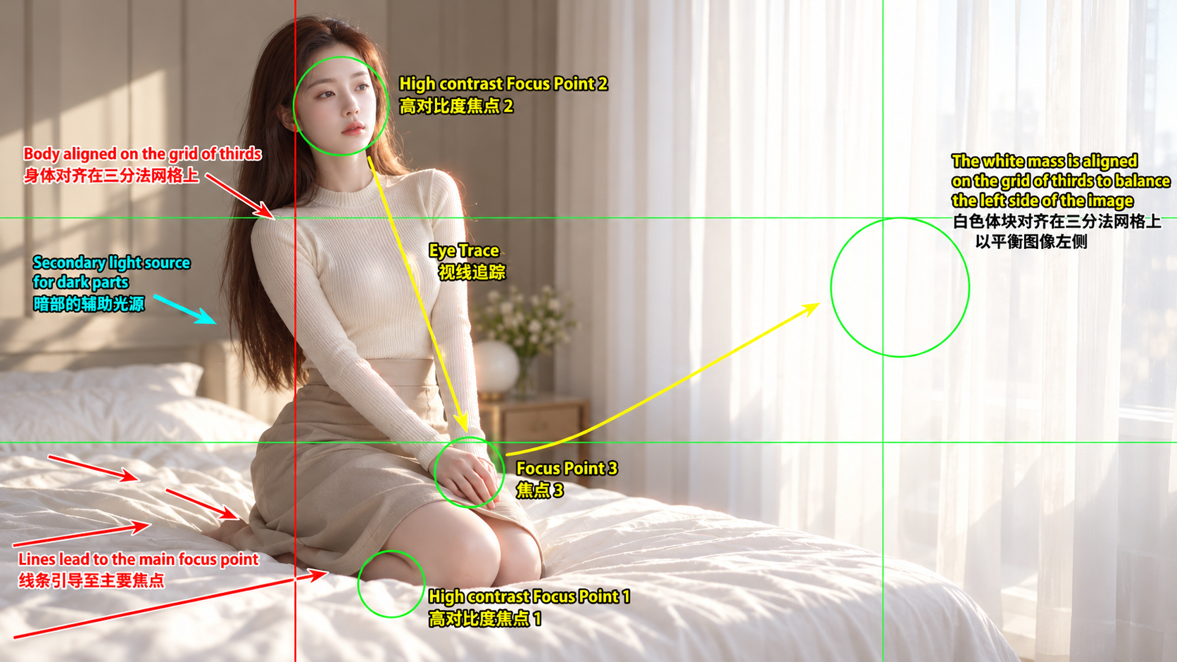 미니멀 침실의 영화적 패션 구도 분석