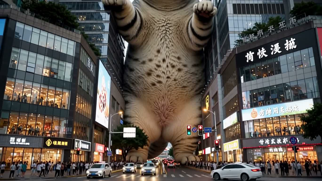 重慶の巨大な白いトラ猫との出会い