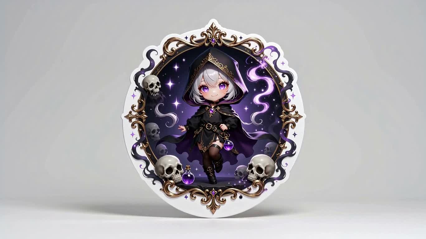 Cute Necromancer Sticker Illustration