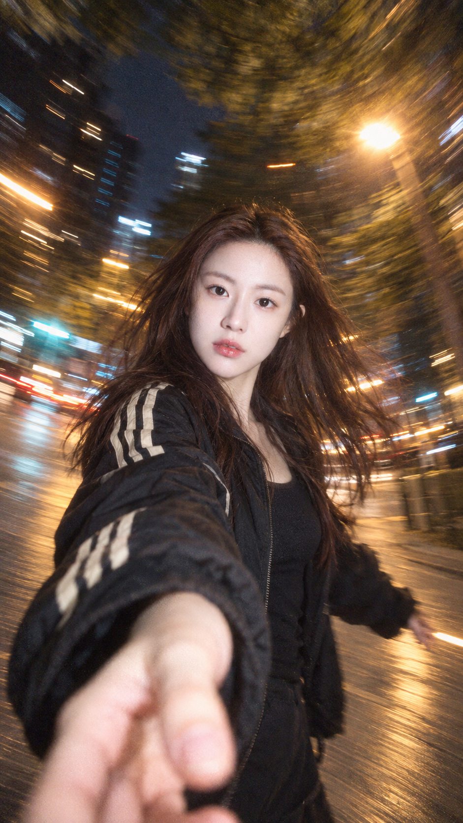 CCDレトロ長露光の夜景ポートレート