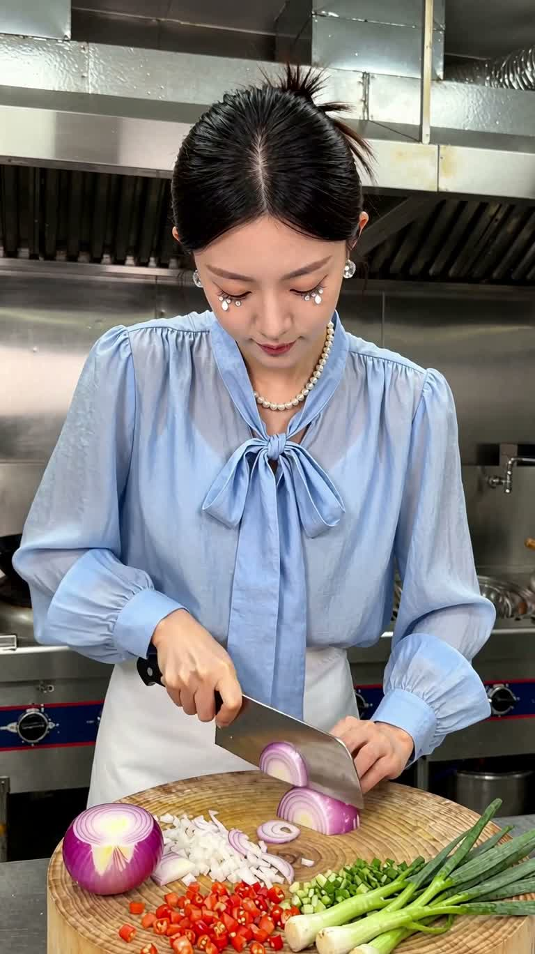 从切洋葱到亮洁餐盘 — AI video creation