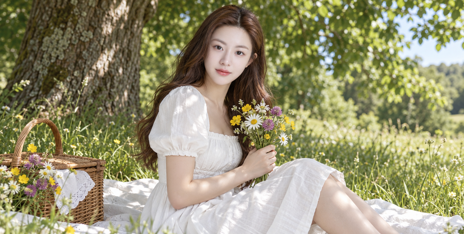 여름 그늘 아래의 전원 소풍 초상화