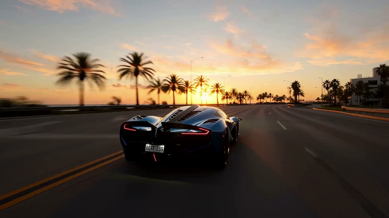Speeding Supercar on the Golden Coastline — AI video creation