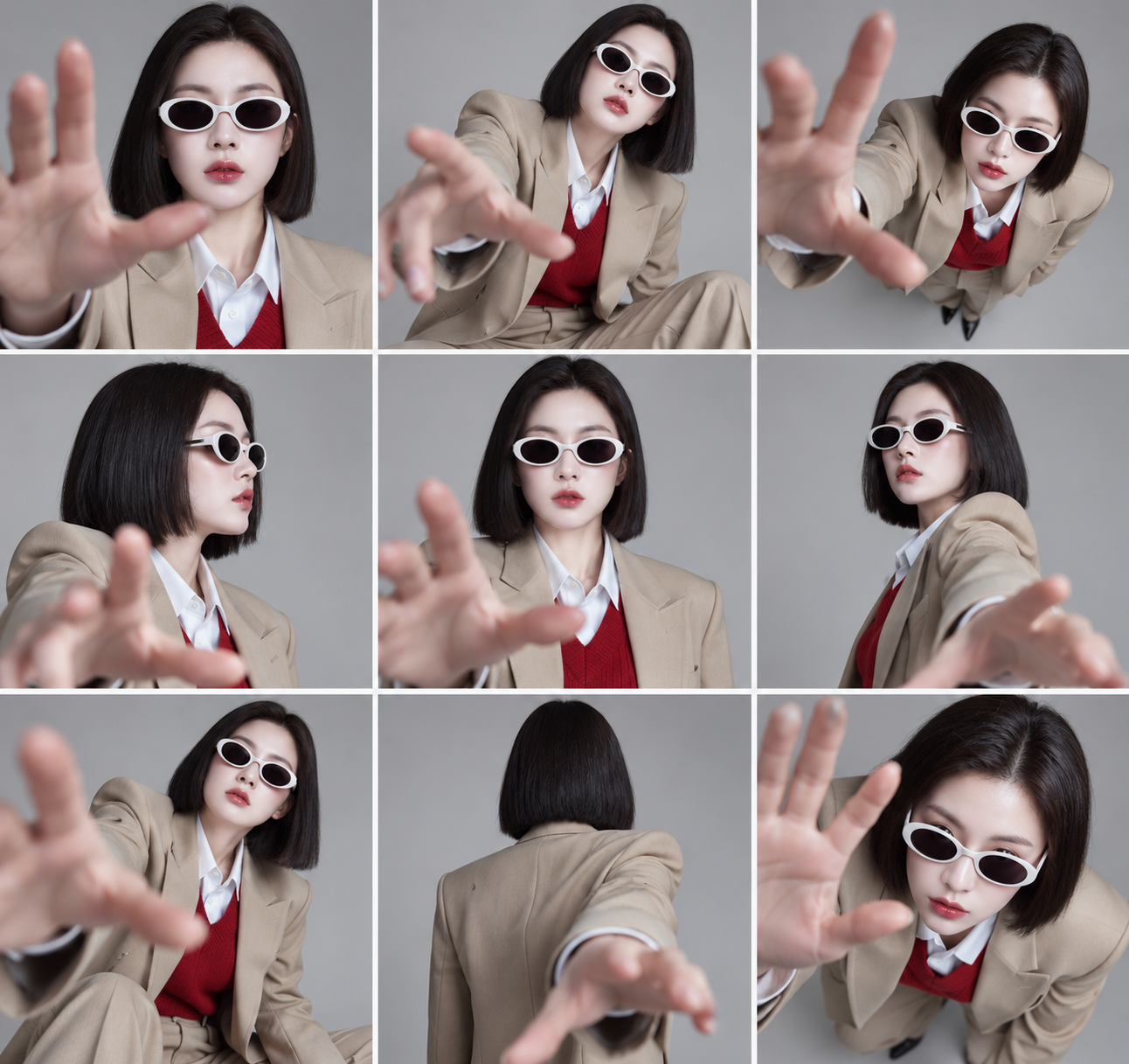 Black bob editorial contact sheet