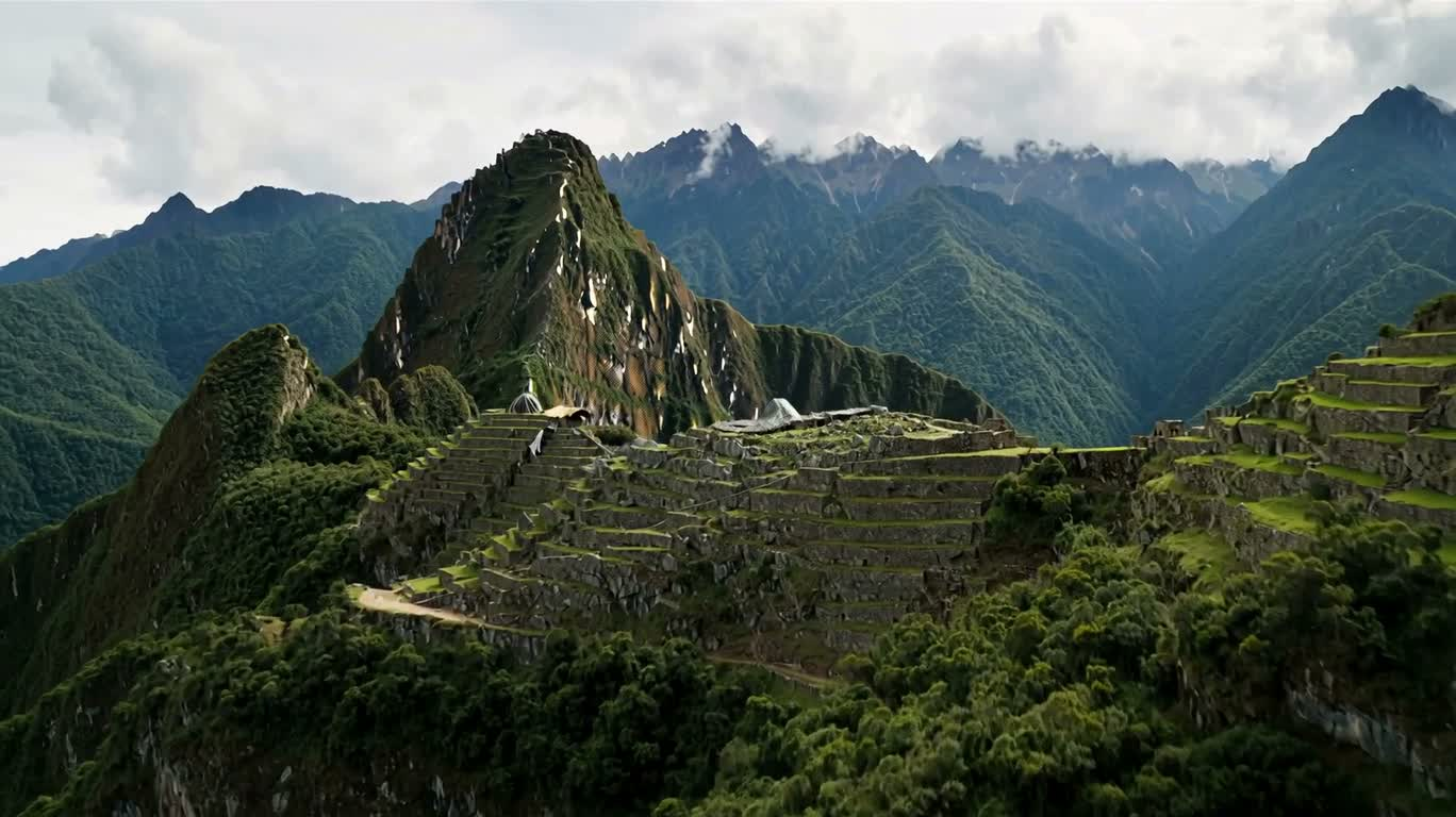 First-Person Aerial View of Machu Picchu