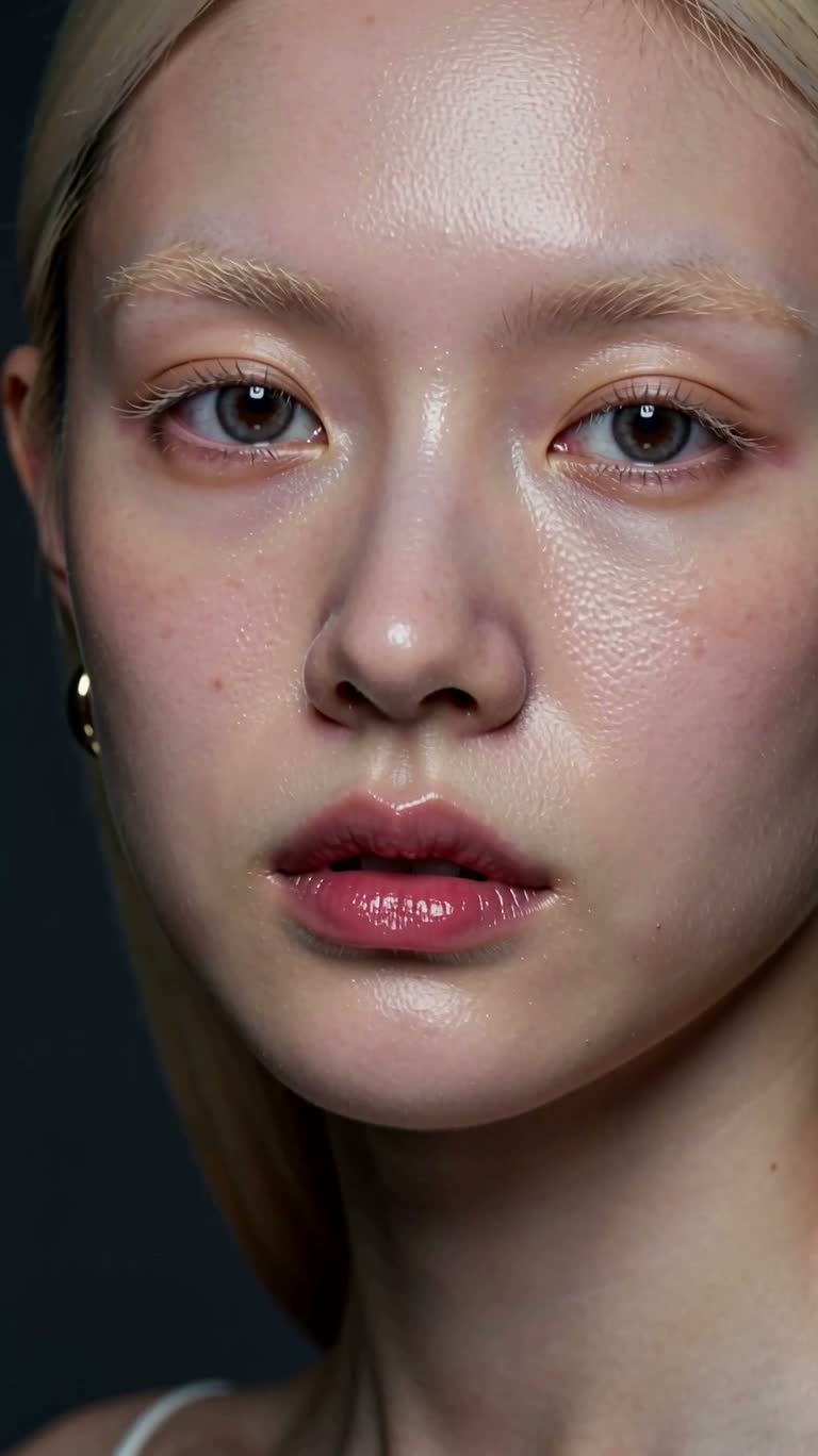 苍白金发女性的纵向肖像