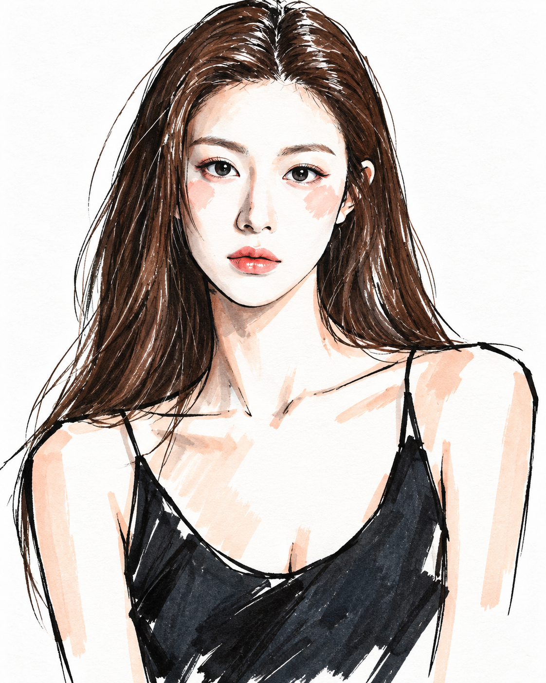 极简手绘时尚编辑插画