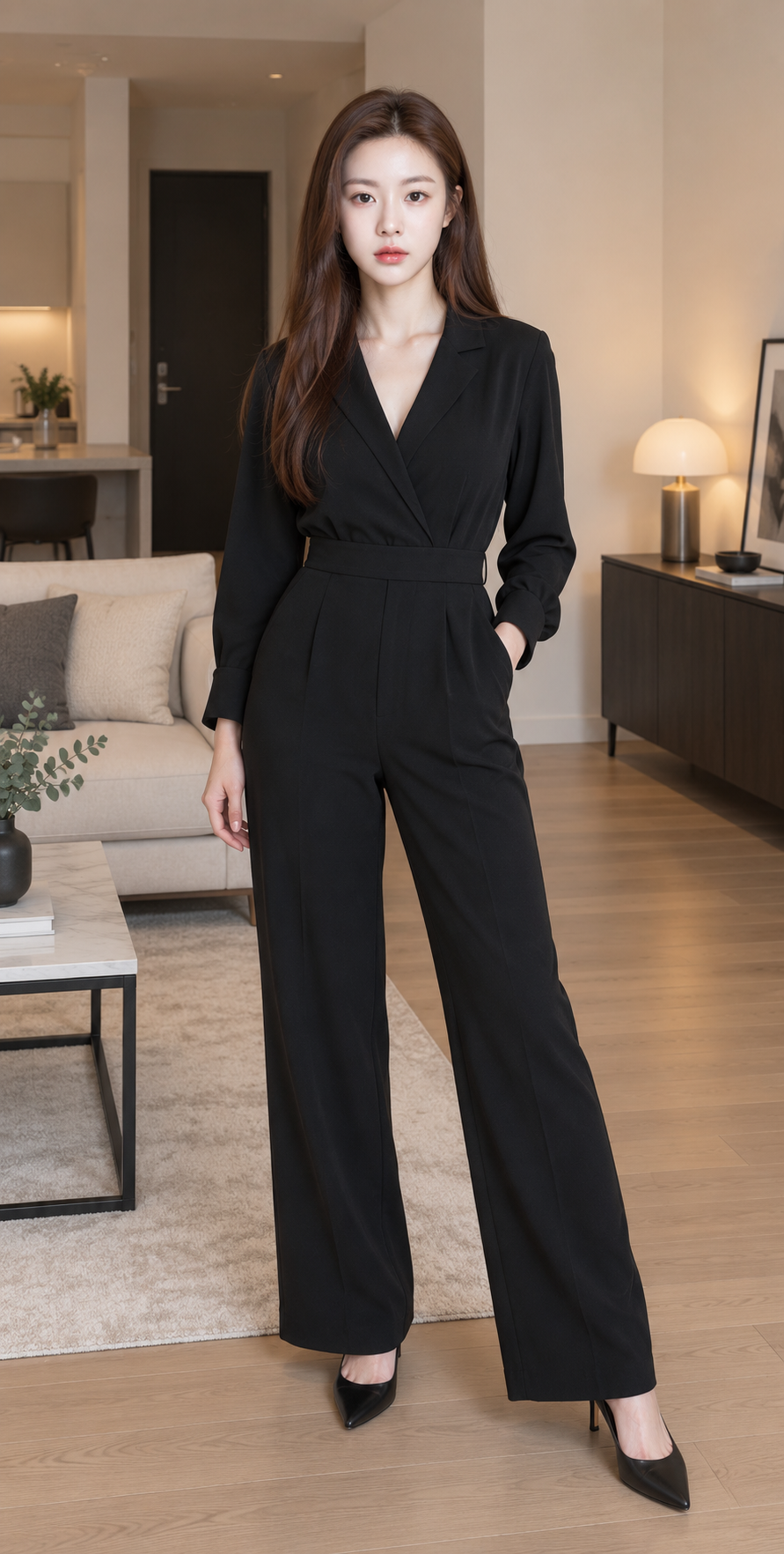 Portrait lifestyle noir et confiant dans un appartement minimaliste — AI image creation