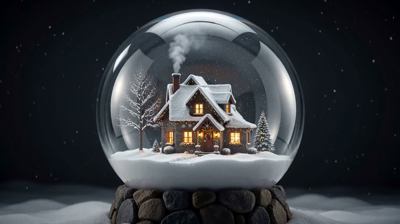 雪夜水晶球小屋