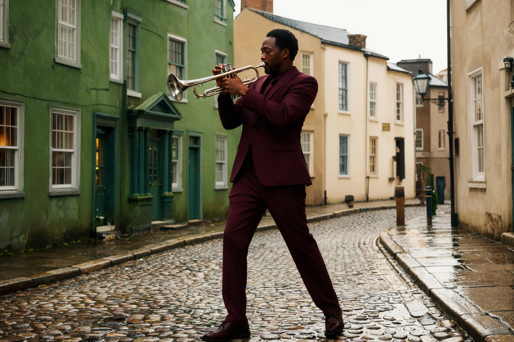 Nhạc sĩ jazz nam người châu Phi trưởng thành · Tiếng vang đồng · Chân dung khổ lớn — AI image creation