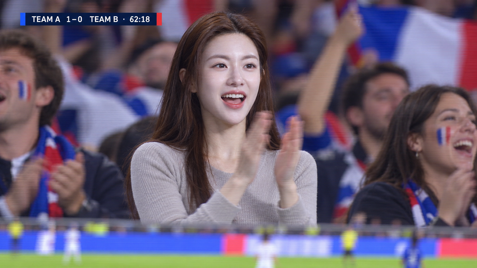 오리지널 국제 축구 경기 관중석 반응 TV 중계 프레임