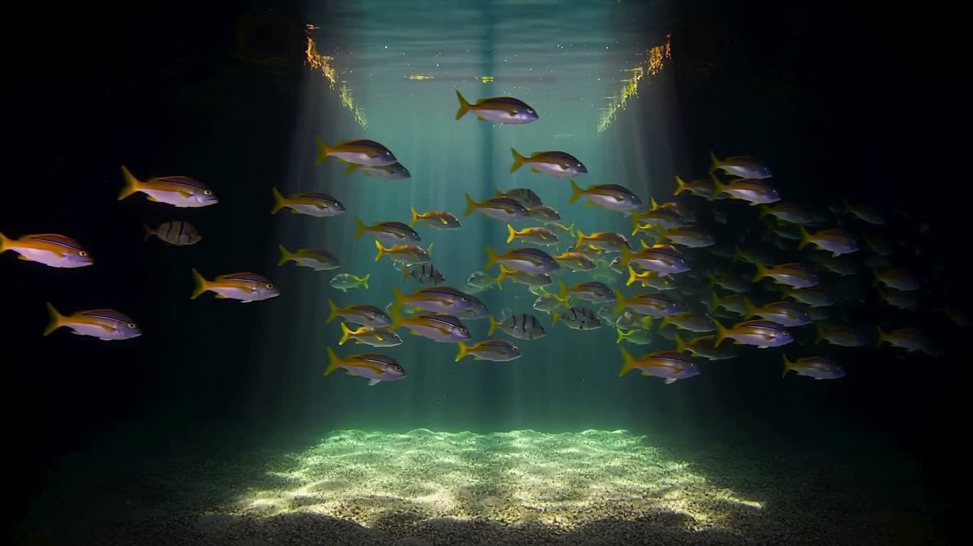 Colorful Fish School Beneath a Square Skylight — AI video creation