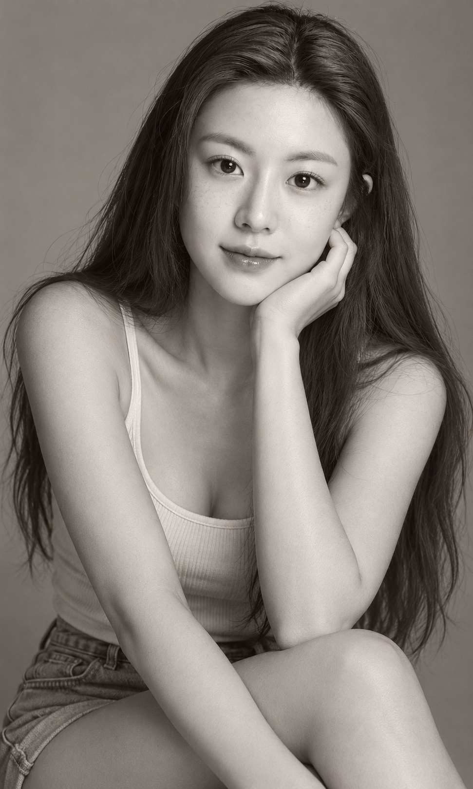 影棚黑白成年女性艺术肖像 — AI image creation
