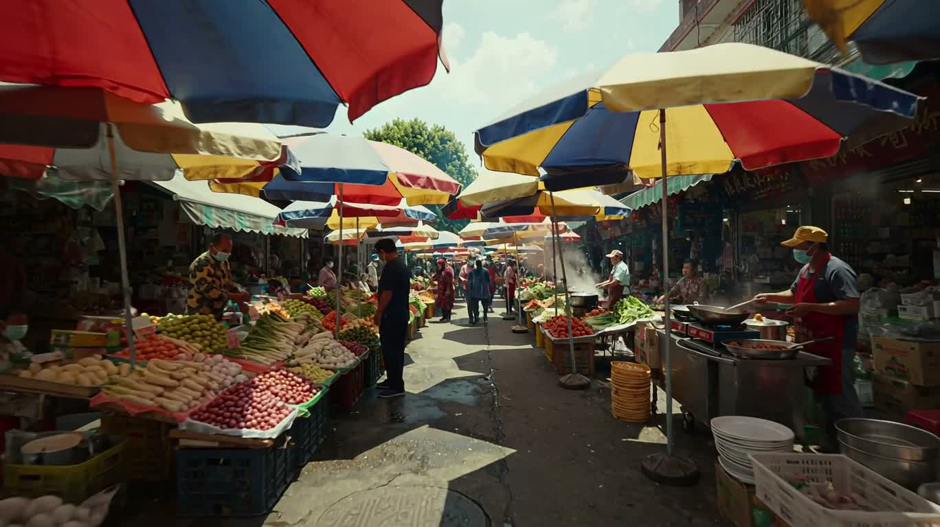 Morning Market Flowing Scroll