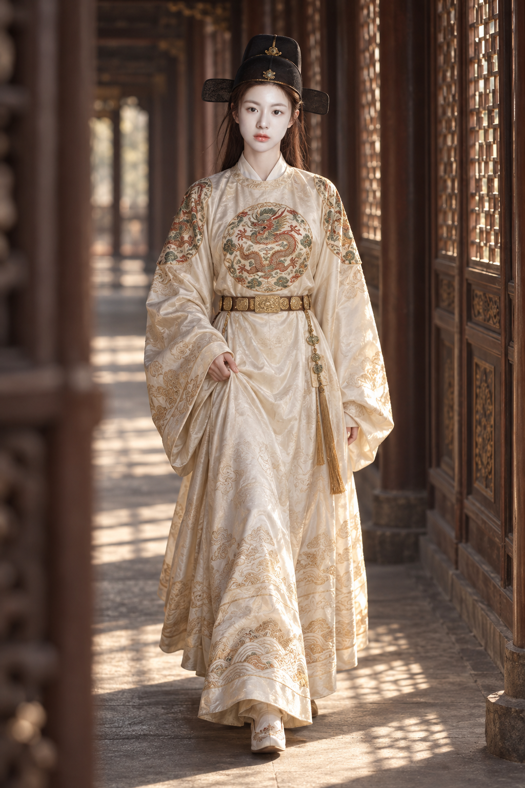 명나라 이미지와 레트로 영화 조명의 패션 포트레이트