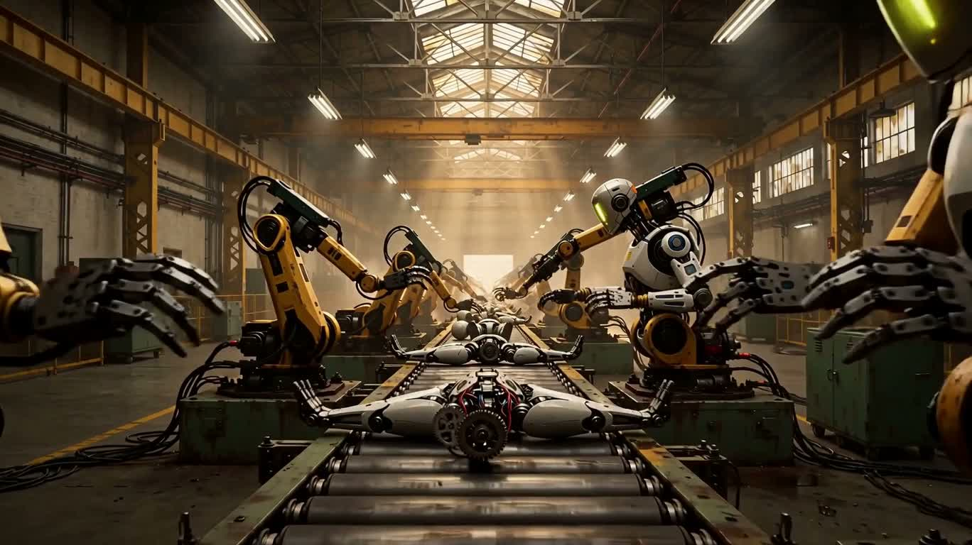 Usine de créations mécaniques aux tons chauds