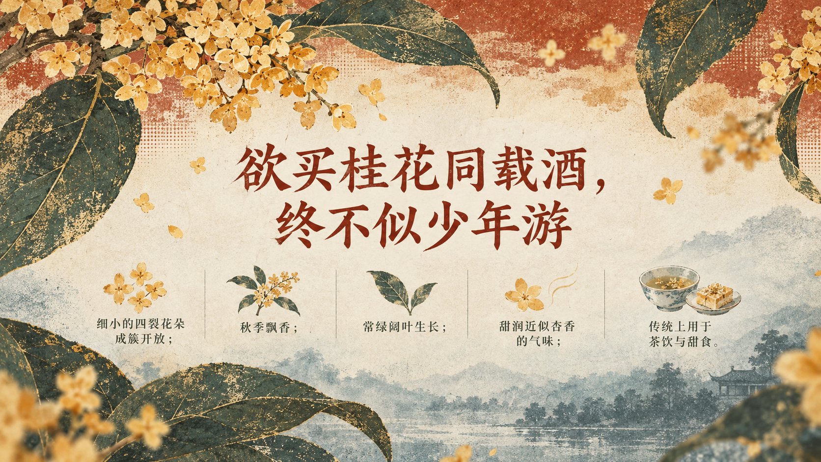 桂花诗词赏析东方旧纸海报模板