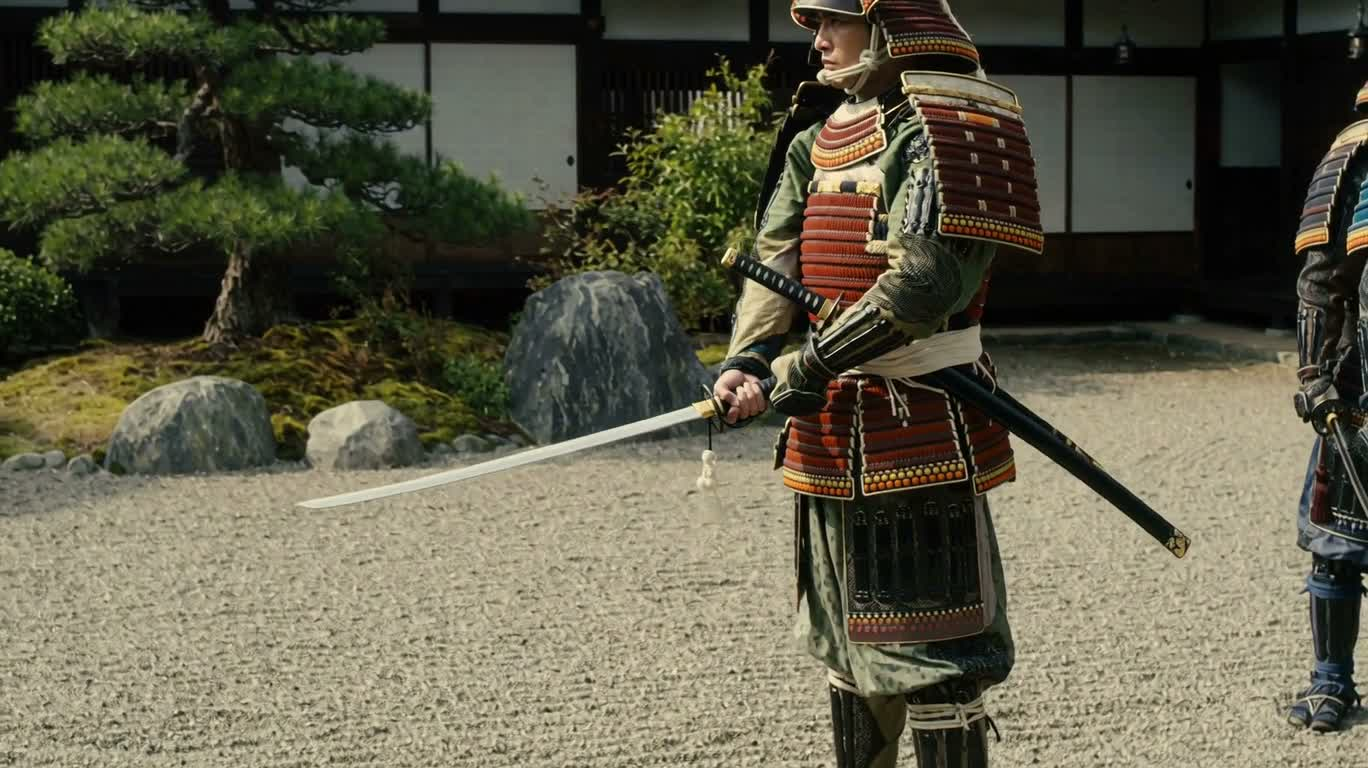 庭園の侍たちの隊列