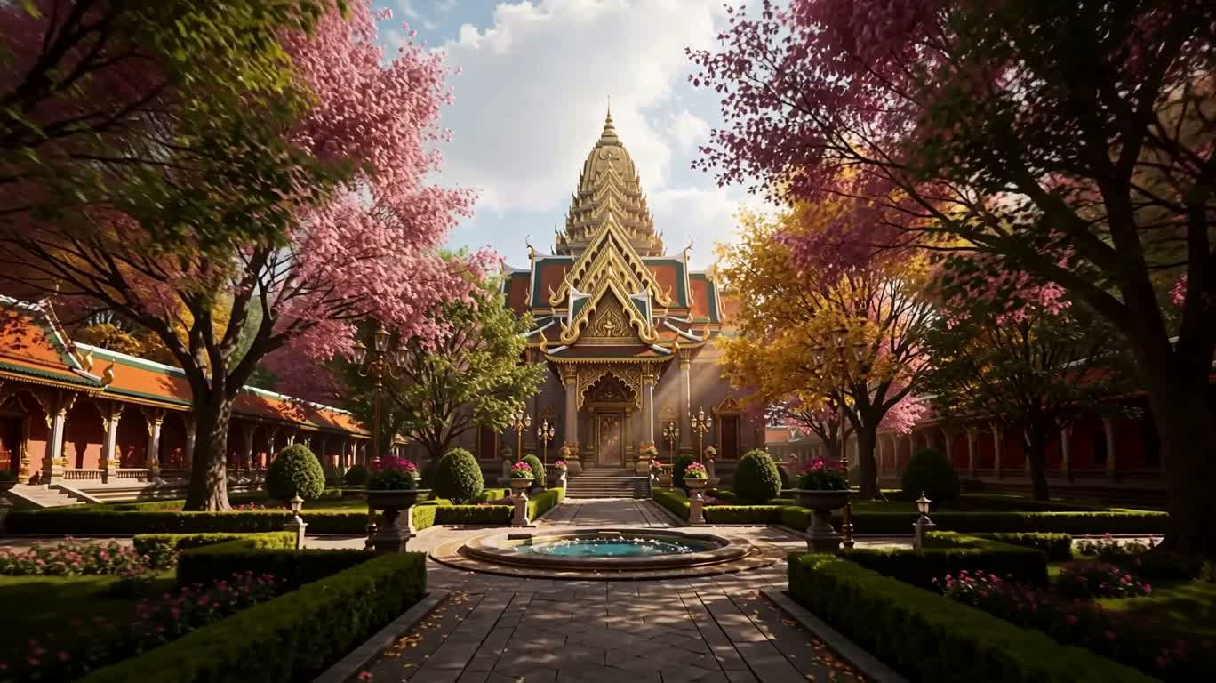 Ancient Temple in a Sacred Garden
