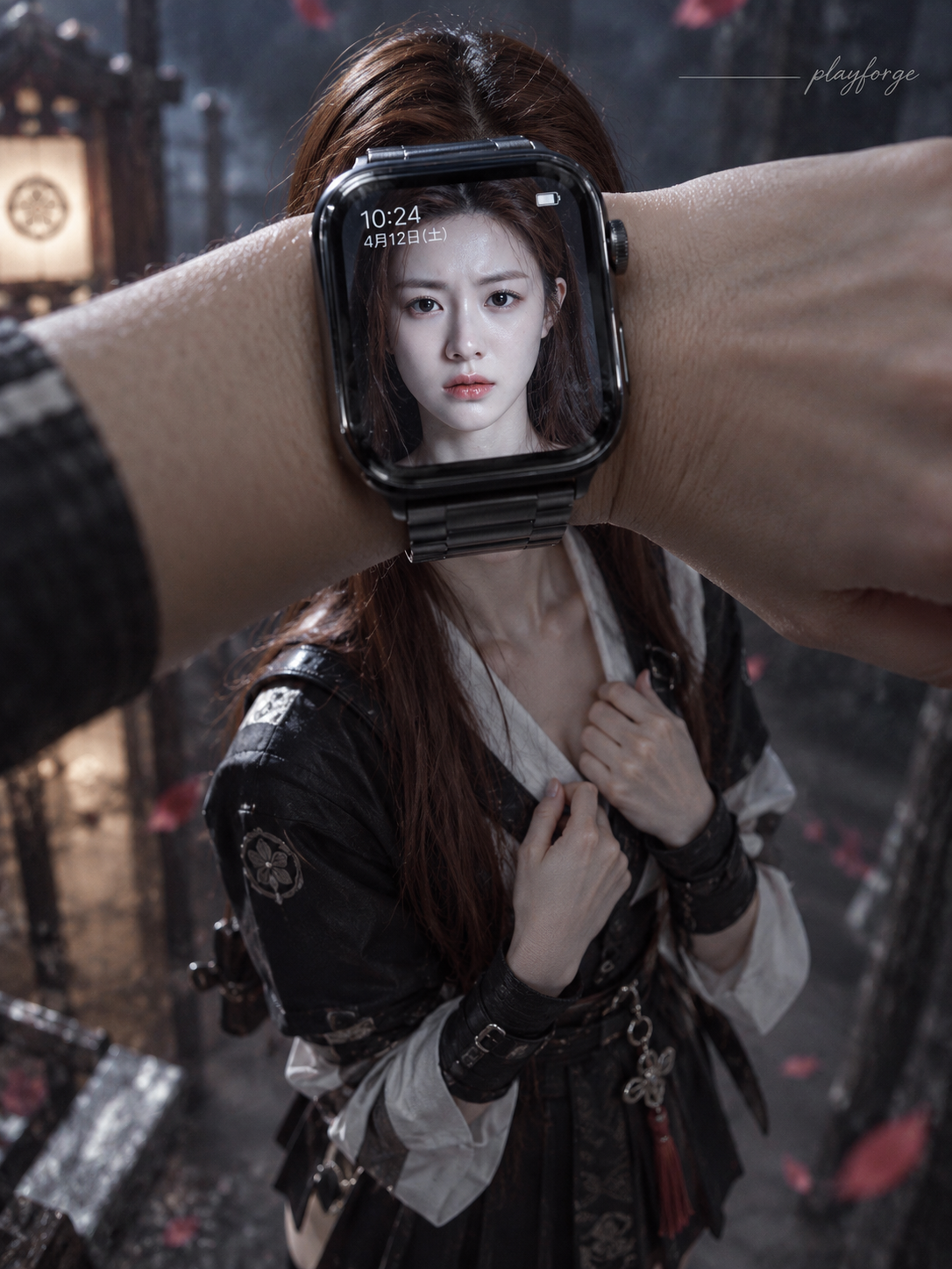 Apple Watch画面の大人コスプレ映画肖像