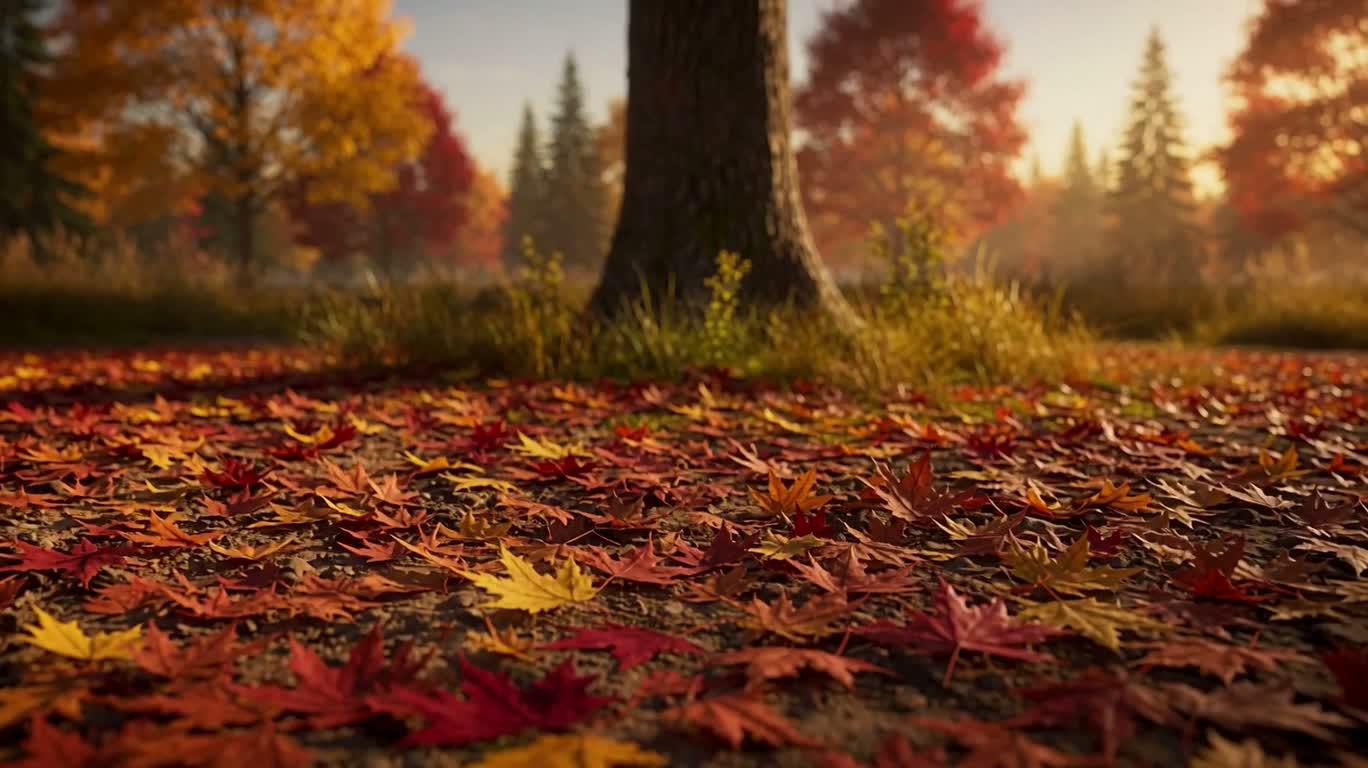 Autumn Leaves Return to Branches Against Time