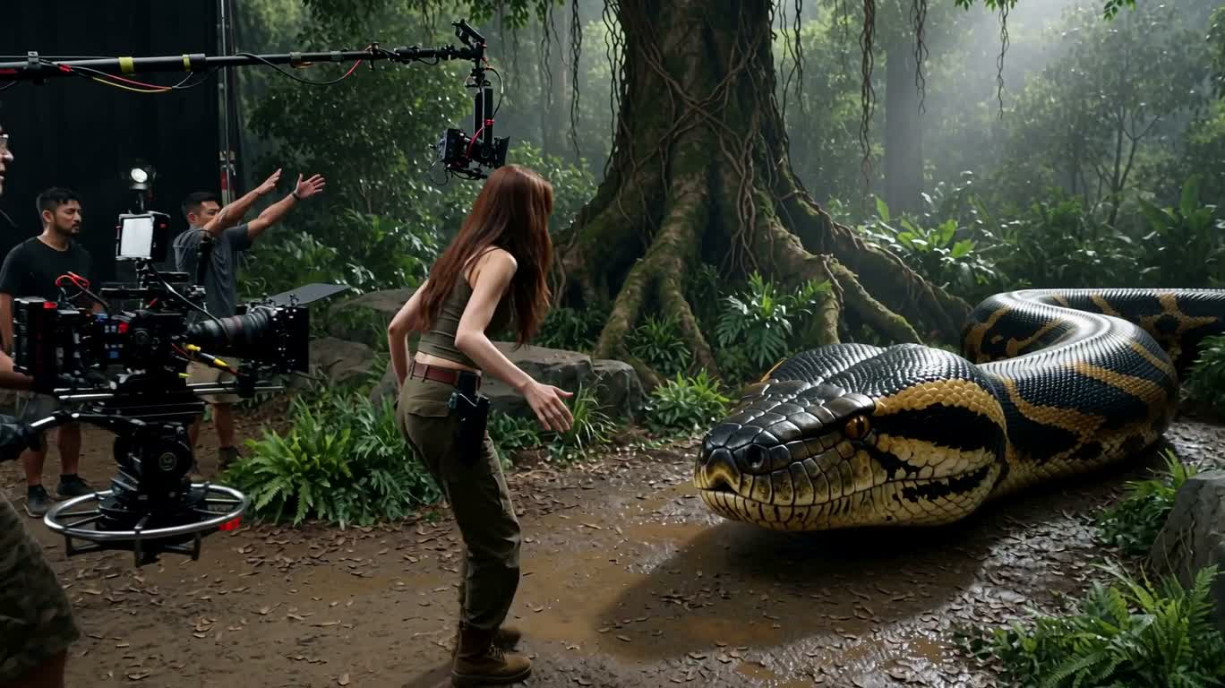 Panique sur le tournage du serpent géant et rebondissement