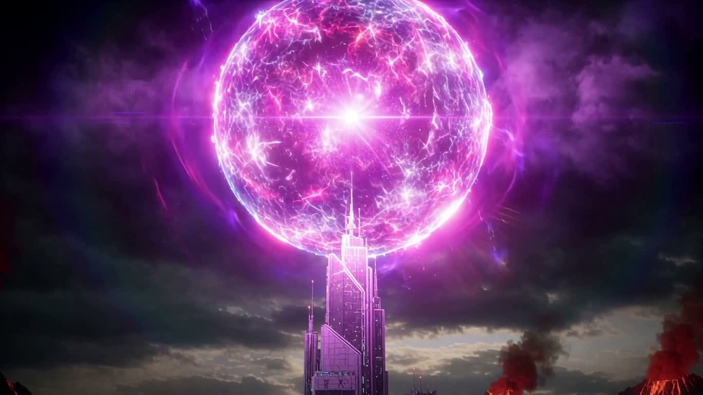 La barrière finale sous un ciel violet
