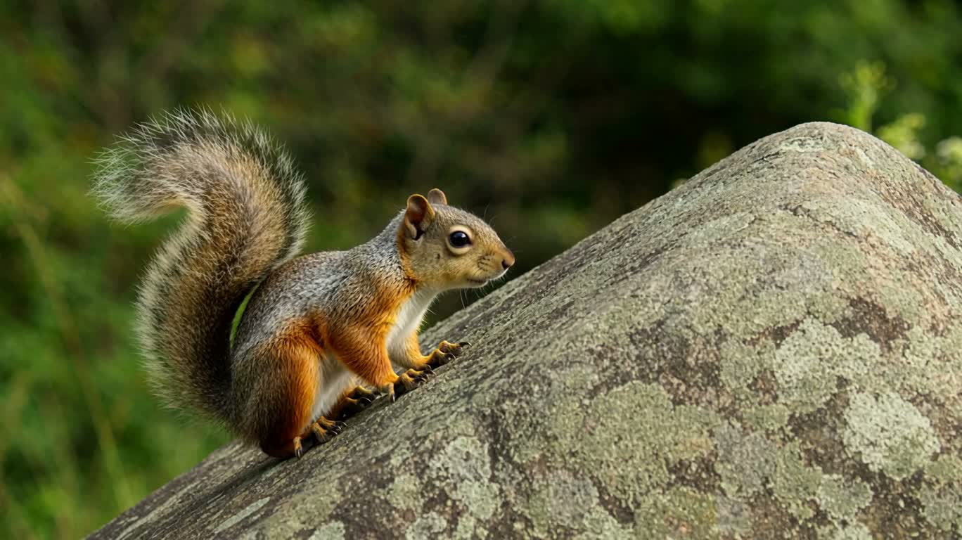 Squirrel Leaping onto a Rock